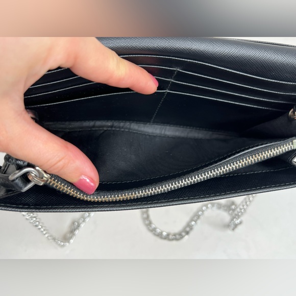 💯 AUTH Prada Tessuto black Saffiano leather wallet on chain - Picture 10 of 14